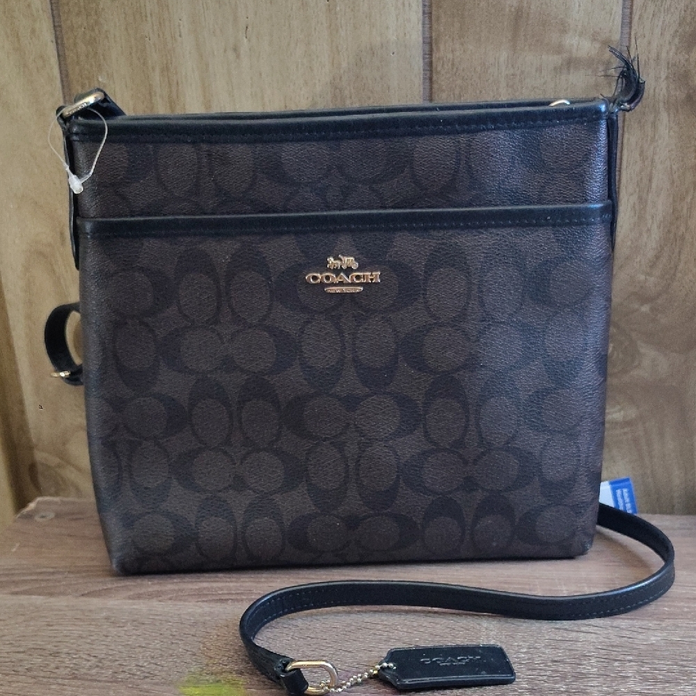 Coach Dark Brown Signature Shoulder Bag
